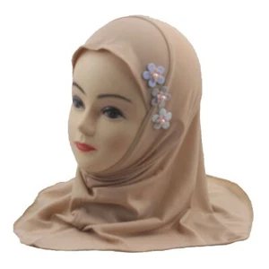 Muslim Child Kids Girls Flower Hijab Amira Turban Cap Instant Hat Wrap Headscarf - Picture 1 of 50