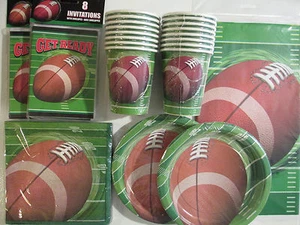 FOOTBALL SPIRAL -  Birthday Party Supply Set Pack Kit for 16 w/ Invitations  - Picture 1 of 1