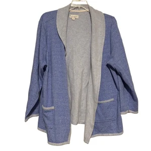 Women’s Plus Koolaburra by UGG Texture Slub French Terry Cardigan in Blue Sz 1X - Picture 1 of 4