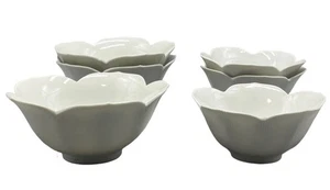 6er Set Schüsseln Weiß Floral Porzellan 3er Set 5x2,5" 3er Set 6x3" LESEN - Bild 1 von 7