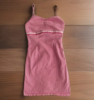 Vestido Solero Vintage Azul Marino Niñas Tirantes Elástico Rojo/Blanco Cuadros Cremallera Lateral Talla 7 Foto 1 de 4