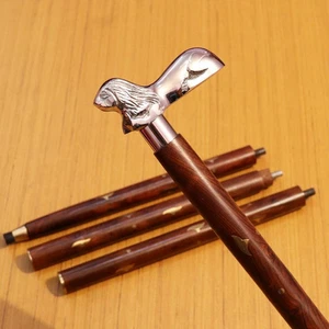 Chrome Finish Brass Head Lion Handle Vintage Wooden Walking Stick cane men Gifts - Picture 1 of 5