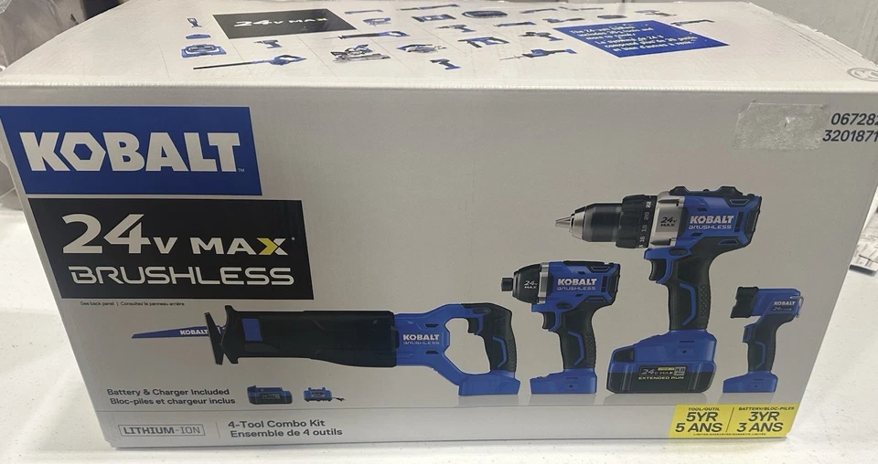 Kobalt 24V 4 Tool Brushless Power Tool Combo Kit Soft Case Battery KLC 4324A-03 - Image 1 of 2