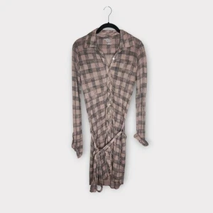 Camisa túnica Majestic Filatures vestido gris tostado lino cachemir para mujer talla mediana - Imagen 1 de 7