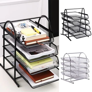 4 Layer Desktop Paper Organizer Desk File Organizer Metal Mesh Storage ∂ - Picture 1 of 15