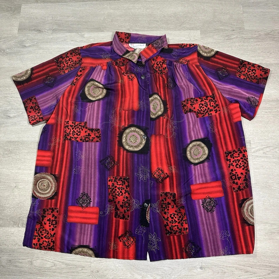 Camisa A Personal Vintage Años 80 Botón Toque Para Mujer Talla 2X Gráfico Multicolor Foto 1 de 4
