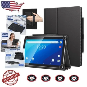 Tablet Hülle für 10,1 Zoll Android Touchscreen mit Stiftschlaufe Ständer Cover Schwarz - Bild 1 von 12