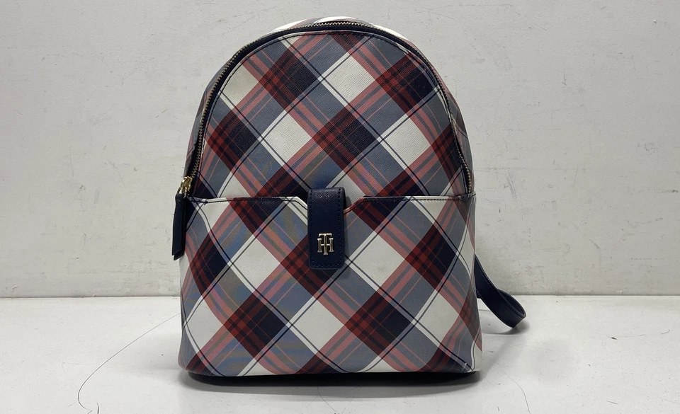 Mochila Tommy Hilfiger de cuero a cuadros Foto 1 de 4