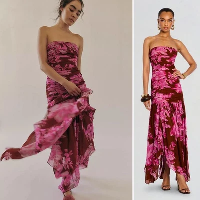 NUEVO VENDIDO RÁPIDO Vestido Free People Retrofete Teryn Seda Rosa/Rosa Gasa Nuevo con Etiquetas M Foto 1 de 4