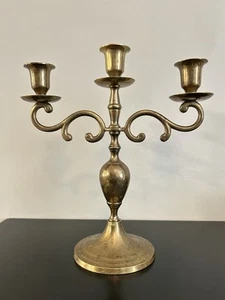 Vintage Brass 3-Arm Candelabra Candlestick Holder - Picture 1 of 4