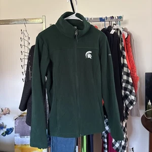 Men's Columbia Green Michigan State Spartans Flanker III Fleece Full-Zip Jacket - Picture 1 of 4