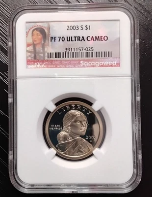 2003 S SACAGAWEA Dollar NGC PF70 EARLY RED BANNER LABEL LT#786 - Image 1 of 4