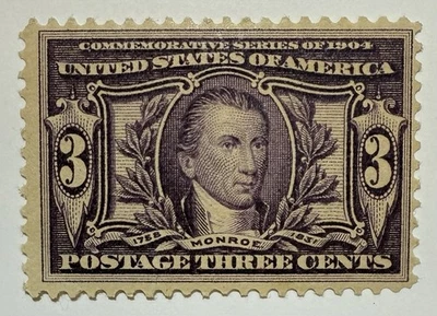 US #325 1904 3c violet Monroe “Louisiana Purchase” MVLH;  $65 SCV - Image 1 of 3