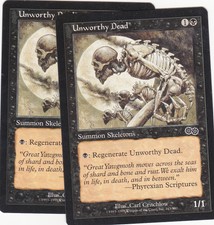2 x Unworthy Dead common creature from Urza's Saga (MTG)