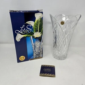 Capri Kristall Lotus klar Vase 10" x 3,25" echt 24% Bleikristall neu in Box - Bild 1 von 13