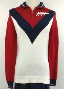 Suéter de boliche retro Tommy Hilfiger rojo blanco azul deletreado preppy S - Imagen 1 de 11