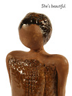Figurine en poterie argile signée à la main femme noire déesse caribéenne africaine A31#