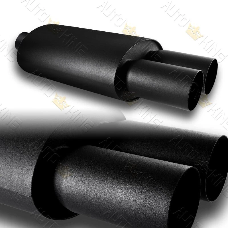 3" SILENCIADOR DE ESCAPE DE AÇO INOXIDÁVEL PRETO PONTA PLANA DUPLA 2,5" ENTRADA UNIVERSAL - Imagem 1 de 4
