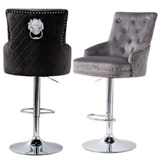Luxury Wide Bar Stool Plush Velvet Button Chair Island Home Barstool Tufted Back