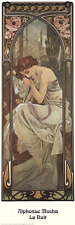 ALPHONSE MUCHA La Nuit 35.5 x 11.75 Poster 1995 Art Nouveau Brown, Neutral