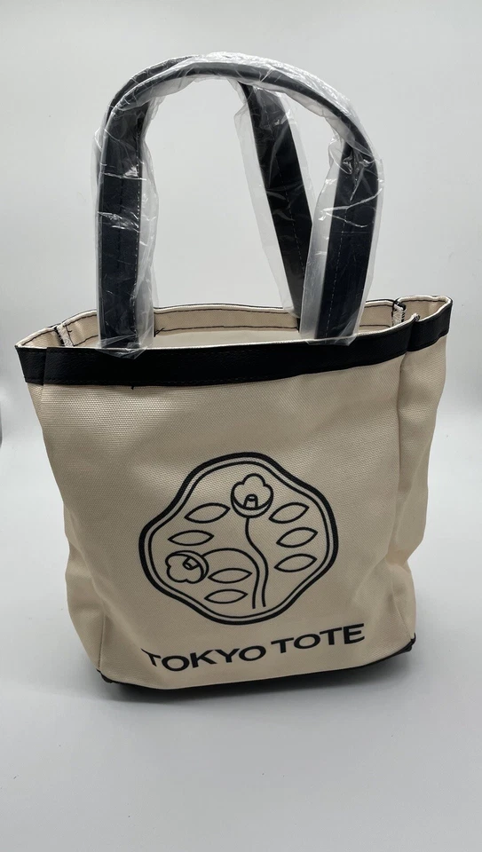 Bolso de Mano Pequeño Shiseido Ginza Tokyo Lona Japón Compras Reciclado Negro Crema Foto 1 de 4