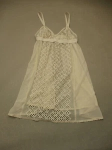 DKNY Size S Womens Ivory Lace Unlined Wireless Pull On Sheer Sexy Chemise 5E - Picture 1 of 5