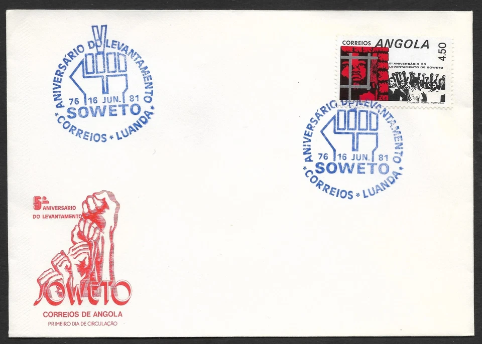 Angola Soweto Uprising 5th Anniversary 1981 FDC South Africa Apartheid - Image 1 of 1