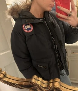 Canada Goose Down Fill Parka Jacket Hoodie Boys Youth XLarge Gray Coyote Trim - Picture 1 of 6
