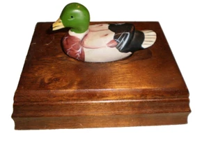 Vintage Albert E.Price Mallard Duck Wood Box Card Holder 1982 Trinket Box - Picture 1 of 6