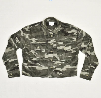 Chaqueta de mujer American Eagle con botones de algodón multicolor talla M pana camuflaje Foto 1 de 4