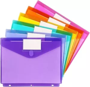 6 Pack 3 Ring Binder Pockets, Clear Snap Button Folders, Letter Size with Pouch - Picture 1 of 6