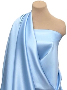 STRETCH PEAU DE SOIE BABY BLUE   BTY  60" BRIDAL GOWNS, SUITS, DRESSES, PANTS - Picture 1 of 2