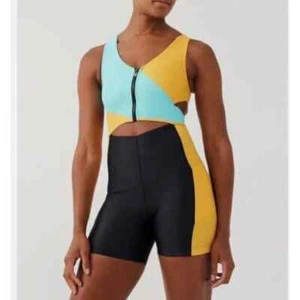Outdoor Voices SplashKnit 6” Multicolor Bodysuit In Capri Mango Size Small NEW - Picture 1 of 6