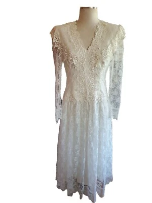 Vtg.Jessica McClintock Bridal Wedding Dress Tulle Lace CottageCore Prairie Sz 10 - Image 1 of 4