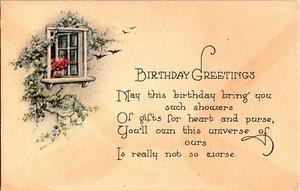 Vintage Postcard Birthday Greetings Divided Back Unposted Spring Window Birds - Picture 1 of 4