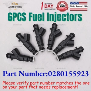 Set (6) 4-Hole 0280155784 Fuel Injectors For Jeep Grand Cherokee 4.0L 99-04 - Foto 1 di 6