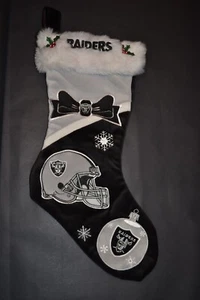 Las Vegas Raiders Forever Collectibles Christmas Stocking Silver & Black 17.5" - Picture 1 of 5
