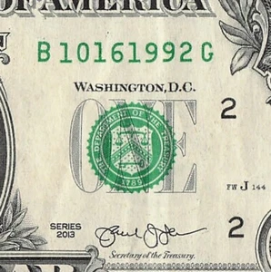 OCT 16 1992 Birthday Date Note Fancy Serial Number One Dollar Bill 10 16 1992 - Picture 1 of 11