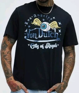 Authentic Von Dutch 'City Of Angels' Black Graphic SS Tee Mens Size Large 🔥 - Picture 1 of 24