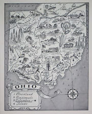 1959 Picture / Pictorial Map Geography of OHIO by PS JOHST - VERNON QUINN