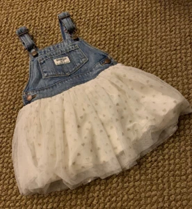 Oshkosh Bigosh Gold Sparkly Hearts Overall Dress Size 18 Months - Picture 1 of 5