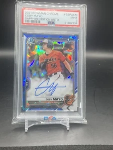 2021 Bowman Chrome Sapphire Coby Mayo 1st Prospect Auto #BSPA-CM PSA 9 Orioles - Picture 1 of 2