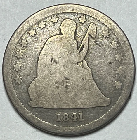 1841-O Seated Liberty Quarter - Early Circulated 25C Cover