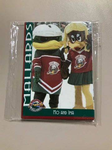 Quad City Mallards Mo and Ima Mallard Mascots Card in Team Pack Cover