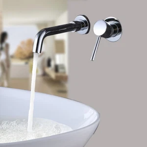 2 piezas Baño Montaje en Pared Bañera Mezclador Grifo Cascada Pico Cromado - Imagen 1 de 5