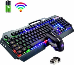 Juegos inalámbricos de teclado y mouse para juegos para PC computadora portátil PS4 3800mAh RGB retroiluminados - Imagen 1 de 5
