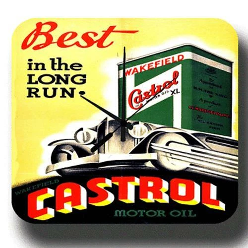 CASTROL BEST IN THE LONG RUN RETRO GARAGE  METAL TIN SIGN WALL CLOCK - Image 1 of 1