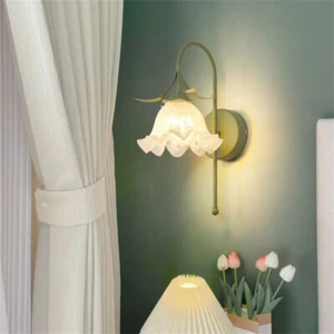 French Pastoral Flower Shade Wallchieres Contemporary Acrylic Wall Mounted Light - Picture 1 of 14