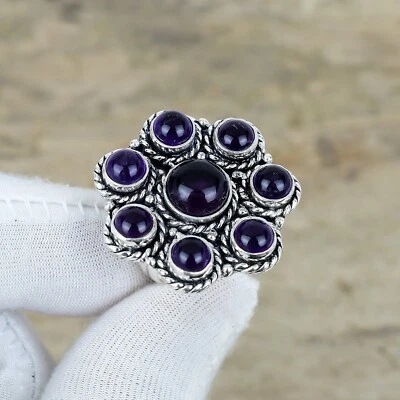 Anello Elegante In Ametista Con Gemma In Argento Sterling 925 Per Donna - Immagine 1 di 4