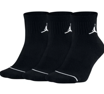 NIKE JORDAN MAX EVERYDAY ANKLE SOCKS 3PACK - BLACK SX5544-010 - UNISEX ALL SIZES - Image 1 of 4